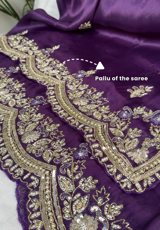 AURELIA - Royal purple designer saree with sequins work