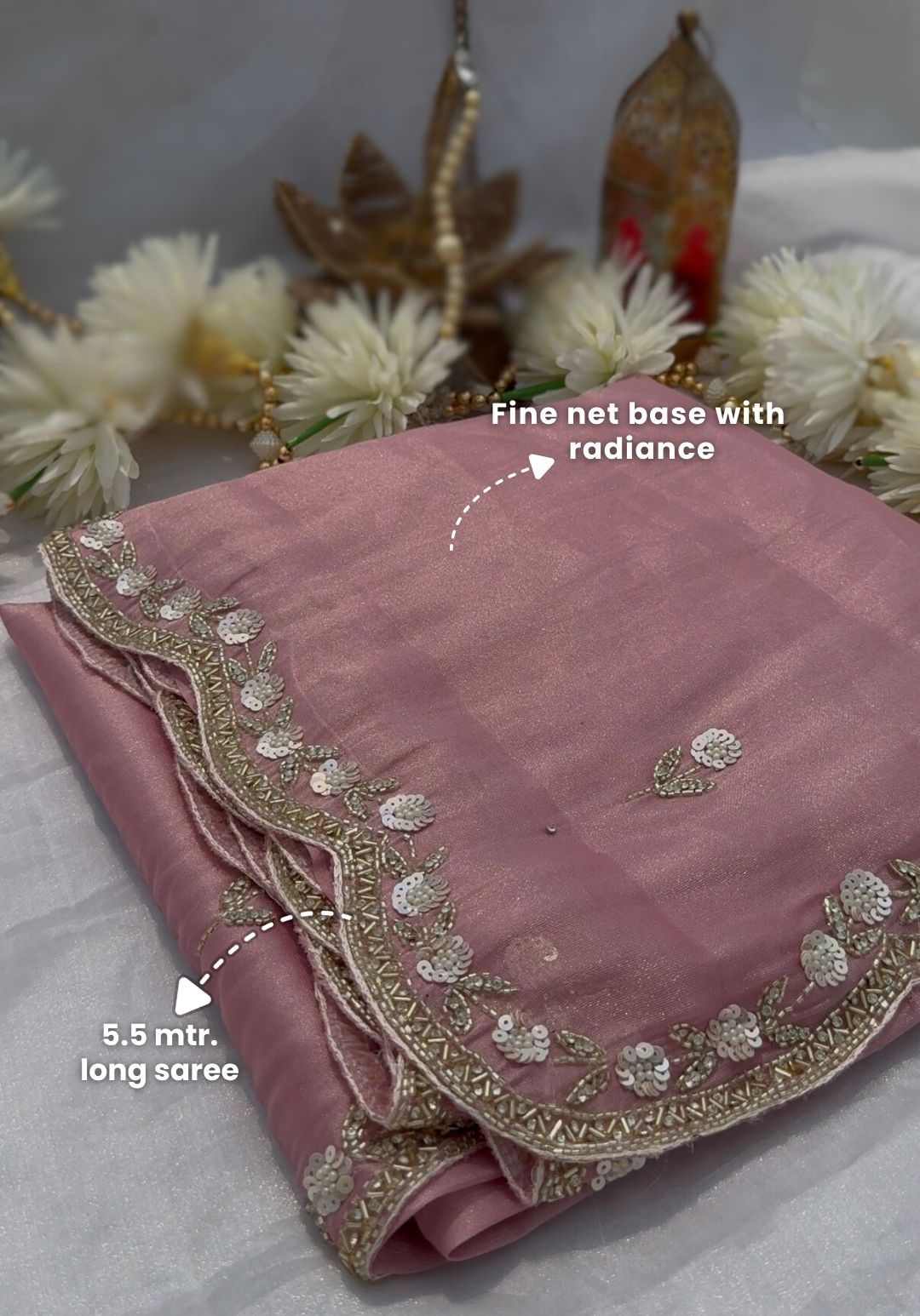 ALLURE - Mauve pink designer saree with Zircon work