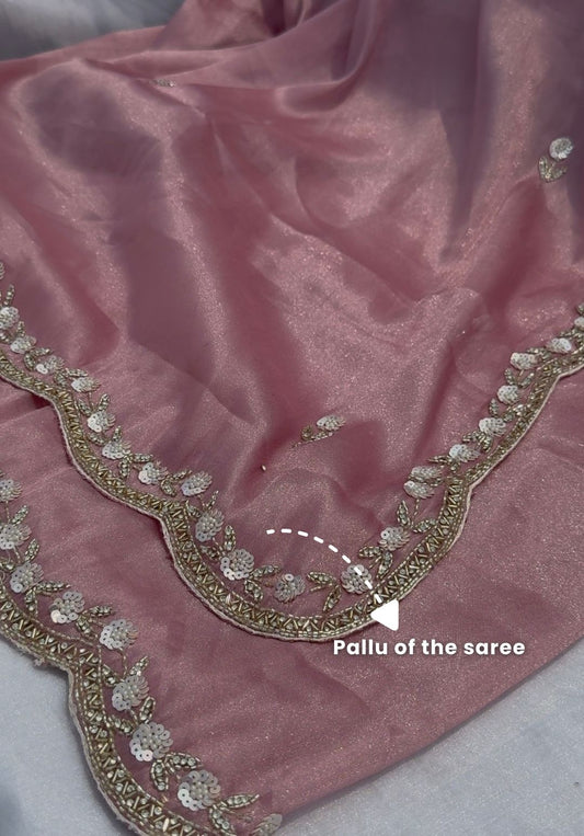 ALLURE - Mauve pink designer saree with Zircon work